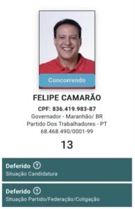 justiça eleitoral defere candidatura de felipe camarão ao governo do maranhão