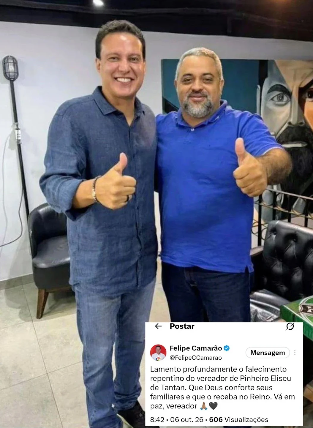 Vice-governador Felipe Camarão manifesta pesar pelo falecimento do vereador Elizeu de Tantan felipe camarão 1